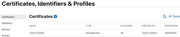 Developer Portal Certificates